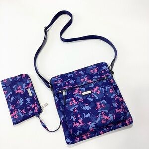Baggallini Crossbody Bag Set Floral Pink Blue NWOT With Clutch New